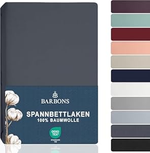 BARBONS Dunkelgrau Jersey Spannbettlaken 90x200cm