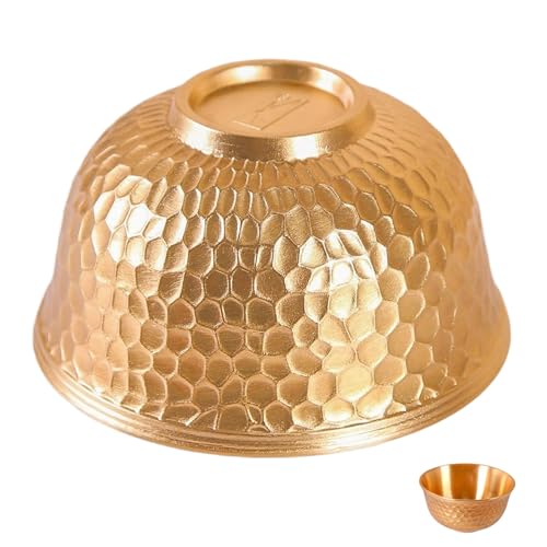 BESPORTBLE Cuenco de Latón Martillado Redondo 7 Cm, Cuenco Metálico para Meditación y Rituales, Recipiente Portátil para Oración y Decoración del Hogar