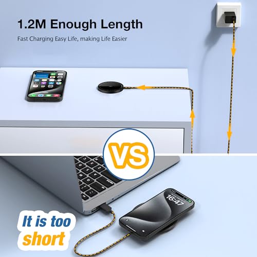 Image of Magnetic Wireless Charger for iPhone: Compatible with Magsafe Charger iPhone 17 16 15 14 13 12 Series & Airpods 4 3 2 Pro-Fast 15W Max Charging Pad Strong Magnet, Dual USB-C /A Ports-Home Office Travel