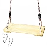 Barcaloo Wooden Swing Chair for Kids & Adults – Wood Swing Seat for Hanging from Outdoor Swing Set or Tree