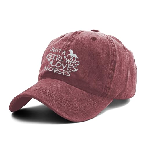 Image of Just Girl Who Loves Horse Hat Baseball Cap for Women Adjustable Trendy Hats Cotton