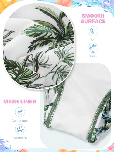 3 Pieces Girls Swimsuits Bikini Set Tropical Print Bikini Set Criss Cross Bathing Suit with Cover Up Skirt for Kids3