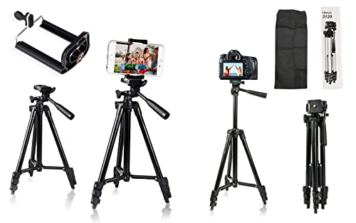 Trépied 3120/A pour appareil photo flexible avec support et adaptateur pour mobile, appareil photo, appareil photo reflex numérique, Samsung, Xiaomi, iPhone Noir ZAHRRAMARI (Normal)