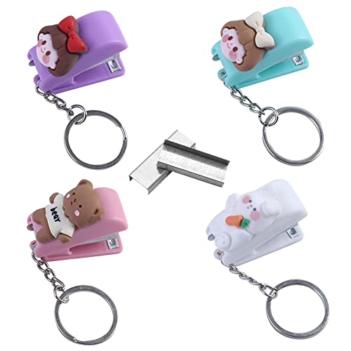 Yangshine YSDSJ001 Lot de 4 mini agrafeuses en plastique avec 1 000 agrafes pour reliure de papier, fournitures scolaires et de bureau, multicolores, 3,9 x 1,6 x 2,7 cm Cover