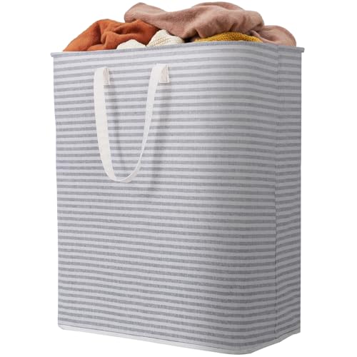 Image of Lifewit 1 Pack Laundry Basket 125L Each, Collapsible Clothes Hamper with Reinforced Handles, Freestanding Waterproof Design for Bedroom and Laundry Room, Grey 125L Total