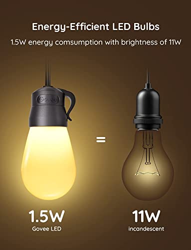 Govee Outdoor String Lights, 24Ft Smart Outdoor String Lights With 8 Dimmable Warm White Led Bulbs, Ip65 Waterproof Shatterproof Patio Lights For Dating, Party, Camping, App Control, 70Lm Per Bulb #TOP6