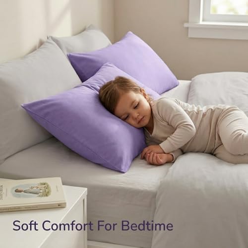 Image of 2-Pack Toddler Travel Pillowcases -100% Soft Microfiber, Breathable and Hypoallergenic - 14 inch by 20 inch Kids Pillowcases fits Pillows 14x19, 13x18 or 12x16, Solid Purple
