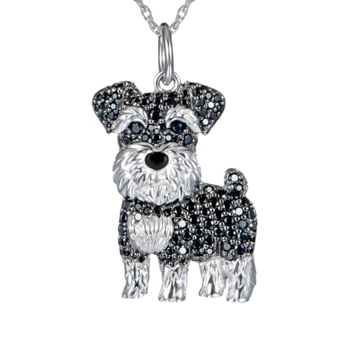 Feizikaw Collar de Plata Lindo collar con colgante de animados aleación con dije perro, joyería para mujeres y niñas (Black, 3x2cm)