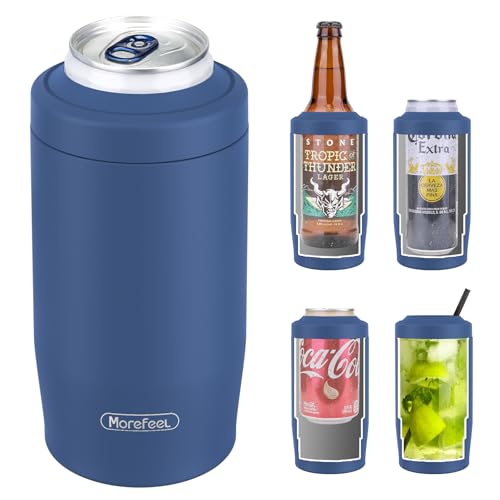 Image of Morefeel 4-in-1 Insulated Can Cooler for 12 oz Cans & Bottles | 304 Stainless Steel Can Holder Fits 12 Oz Slim Cans, Standard Cans, Beer Bottles & Works as A Open Cup; Dishwasher Safe