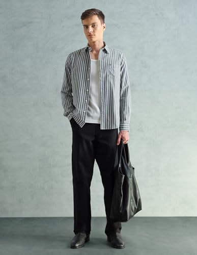 Image of Arrow Striped Slim Fit Mens Casual Shirts - 100% Cotton, Breathable & Comfortable, Full Sleeves Shirts for Men