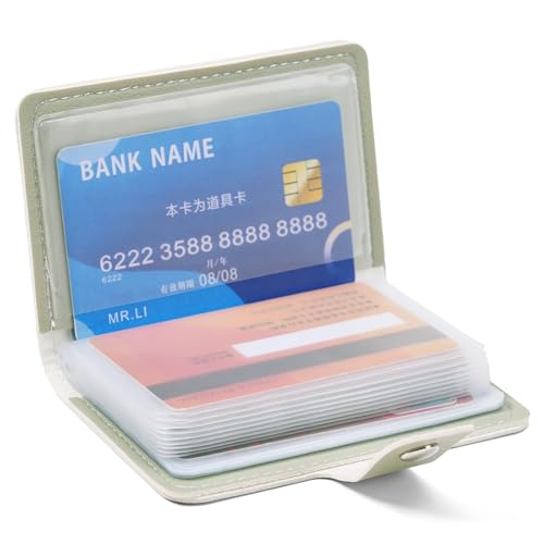 Image of RNIEGA Card Holder for Women Small Womens Wallet Vegan Leather RFID Blocking Transparent Card Case with 22 Slots