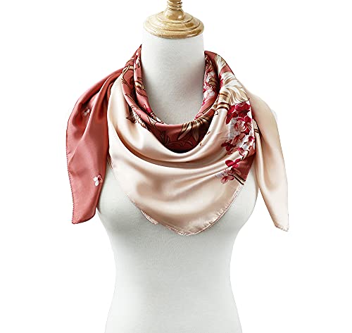 Image of Women's 35 inch Satin Square Silk Like Hair Scarves and Wraps Headscarf for Sleeping | Silk Feel Neckerchief, Hair Scarf, Fashion Bandana, Headscarf, Headband, Hair Wrap Sleeping, Daily Fashion Styling