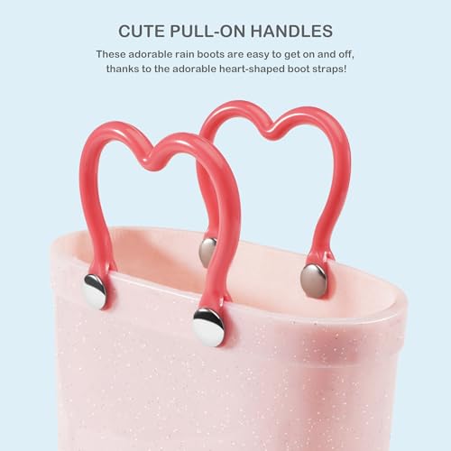 Stelle Toddler Rain Boots Kids Rainboots Boys Girls Waterproof Easy On Handles Non-Slip Sole Lightweight Outdoor Shoes4