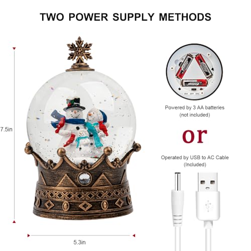 Qualdout YJJS0723-2 Christmas Snow Globe Lantern Water Glittering Snowman Family Crown thumb #5