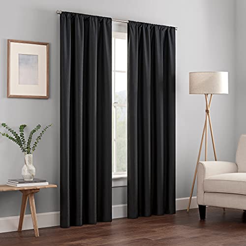 Eclipse Kendall Blackout Rod Pocket Curtain, 42x84, Black