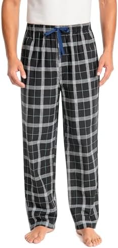 Jveyvth Herren 100% Baumwolle Pyjamahose, Gewebte kariert Schlafhose Loungewear Pyjama Hose mit Taschen