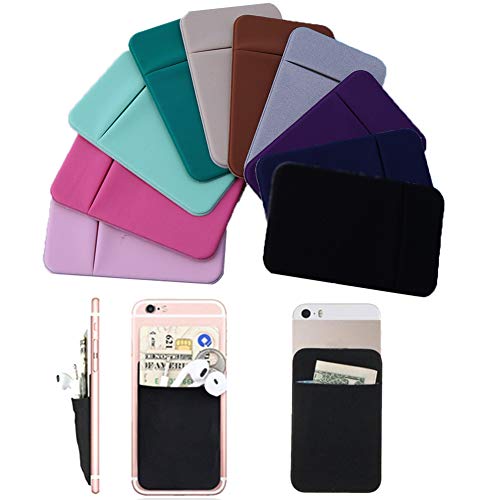 cuigu soporte de tarjeta de dos de teléfono móvil, cartera adhesiva de vinilo para la Tarjeta de Identificación de crédito, 10 Couleurs, 2.36x3.74''