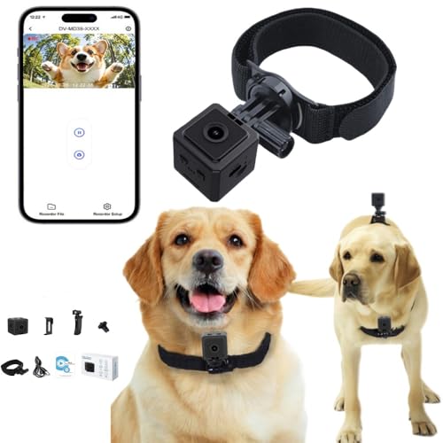 Telecamera per Cani, 1080P Telecamera per Animali Domestici Wireless con app Senza Abbonamento, Telecamera Sportiva Magnetica Grandangolare da 120°, Telecamera Indossabile per Cani e Gatti con Collare