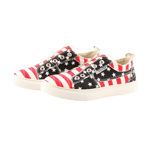 SHOELANDER Women's Lace Up Flats Shoes with Stripe Pattern2