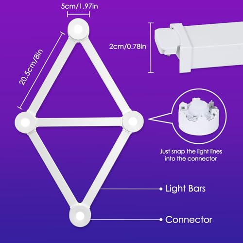 Image of RGB Wall Light lines, Smart Gaming LED Lights DIY Geometry Splicing Gaming Wall Light Bar, Backlit Modular APP Control Colour Changing for Game Room,Bedroom,Home Decor Lights (5 Lines, White)