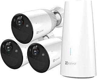 EZVIZ BC1 3-Cam Kit Security Camera Outdoor Wireless, 365 Days Battery Life, Waterproof, Colour Night Vision, PIR Motion Detection, Two-way Audio, Cloud/SD Storage Option, Compatible with Solar Panel