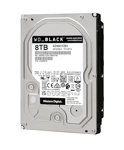 Image of Western Digital BLACK 8TB Gaming Internal Hard Drive HDD - 7200 RPM, SATA 6 Gb /s, 128 MB Cache, 3.5 inch - Western Digital8002FZWX