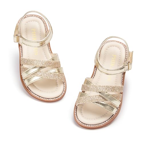 Image of PHIRAMIN Toddler Girl Sandals - Flower Girl Dress Shoes Open Toe Little Kid Wedding Party