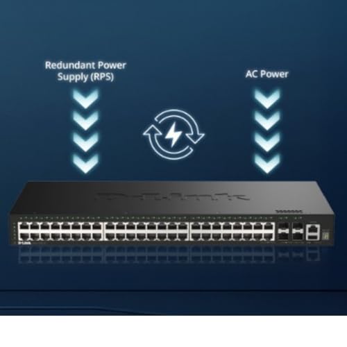 Image of D-Link DGS-1530-52 Stackable Smart Switch 48 Ports 1G + 4 Ports 10G SFP+, 6kV Surge Protection on ethernet Ports, QoS, Enterprise Security, RPS Support
