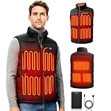 qsvgms Heated Vest for Men, Heated Jacket with 7.4V 16000mAh Battery Pack, Lightweight Rechargeable Heated Vest for Hunt Camping Cycling Ski Outdoor Black Large (Charger Not Included)