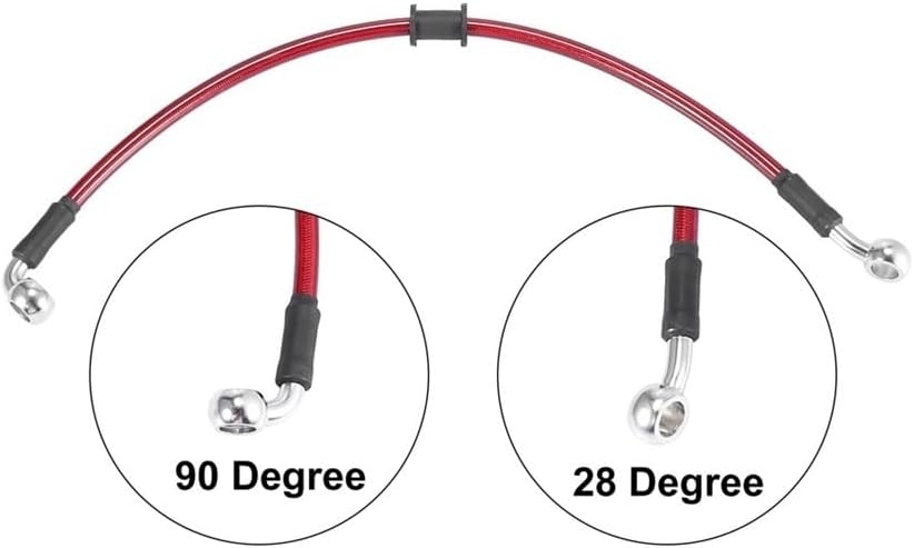 Motorcycle Brake Clutch Line Red Hydraulic Reinforced Stainless Steel Braided Hose Universal 40cm Motorcycle Brake Clutch Oil Hose