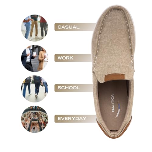 Image of Nautica Men's Slip-On Loafers Casual Moc Toe Sneakers Boat Shoes Slipper for Men - Lightweight & Comfortable - Derwin