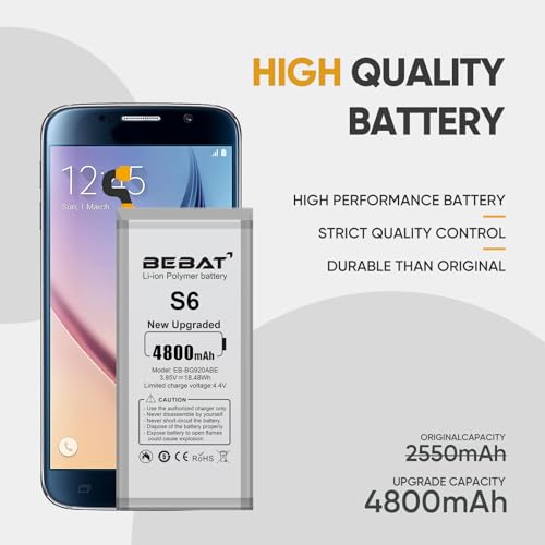 Image of Replacement Battery for Samsung Galaxy S6,4800mAh High Capacity New 0 Cycle Battery for Samsung Galaxy S6 SM-G920 G920V G920T G920A G920P G920I G920F S906L with Repair Tool Kits