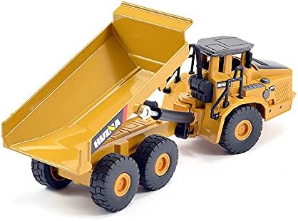 HuiNa 1/50 DIECAST 6-WHEEL DUMP TRUCK STATIC MODEL, Yellow - Image 5