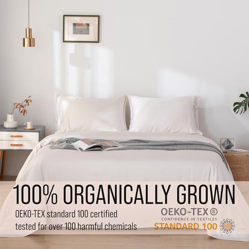 Image of Bella Coterie Luxury Bamboo Viscose Queen Size Sheet Set | 100% Organically Grown | Ultra Soft | Cooling for Hot Sleepers | 18 inch Deep Pocket [Striped Dune]