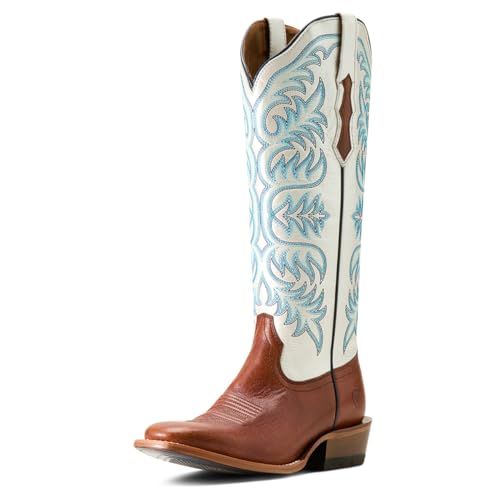 Image of ARIAT Women's Futurity Blanche Western Boot, Dark Cognac /Pearly White, 6