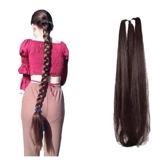 Choti Extension 26 Inch for Women & Girls Synthetic Braided Artificial Hair Braid Long Nakli Baal Choti for Wedding Brown 2 Free Size-image-47