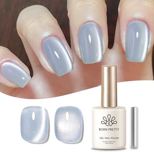 BORN PRETTY マグネットネイル 15ml 磁気 ジェルネイル ガラス玉 猫の目 マニキュア 月光のように 透明 ジェルネイル クリアジェル UV/LED対応（ヘイズブルー）の商品画像（Amazon）