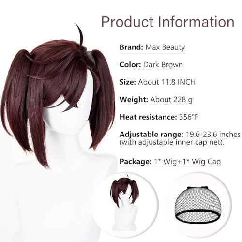 Image of LABEAUTE Unsex Cosplay Wig for Men Woman for Short Straight Cosplay Wig with Bangs for Anime Heat Resistant Hair for Party and Halloween (Dark Brown)
