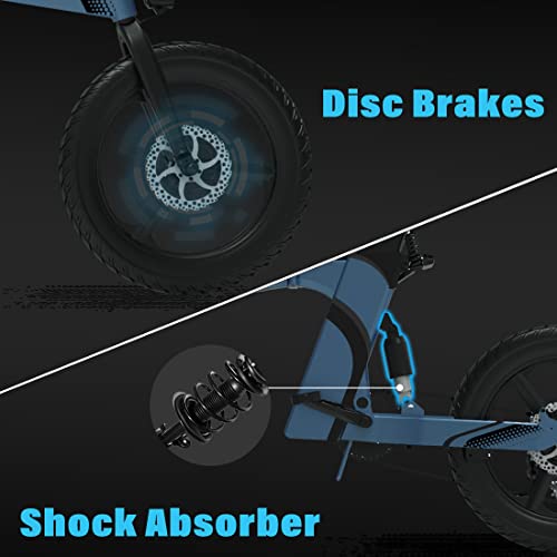 SHIZHUNIAO Elektrische fiets, inklapbaar, 20 inch, elektrische mountainbike voor volwassenen met 36 V, afneembare… - Afbeelding 4