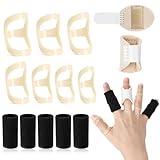 TianFukj 14 Piezas Férula Dedo, 9 El Dedo en El Gatillo y 5 Protector Dedos Mano, Ferula Dedo Gatillo Reutilizable para Inmovilizar Dedos con Artritis, Protección para Articulaciones de Los Dedos