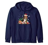 Photo Gallery natale bassett hound dog, cappello di babbo natale, luci, regali felpa con cappuccio Photo Gallery natale bassett hound dog, cappello di babbo natale, luci, regali felpa con cappuccio