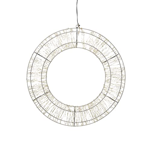 Northpoint XXL LED Lichtkranz in Silber 1000 Micro LEDs 50cm Durchmesser mit Timerfunktion für Innen und Außen geeignet