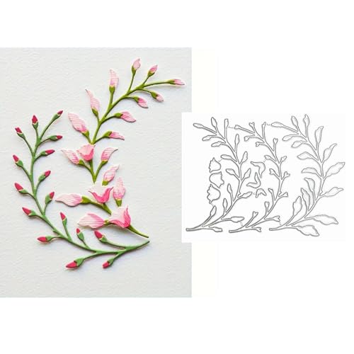 3pcs/Set Flower Leaf Branches Metal Die Cuts,Floral Leaves Frame Stencils DIY Crafts Cards Cutting Dies Cuts for DIY Embossing Card Making Photo Decorative Paper Dies Scrapbooking