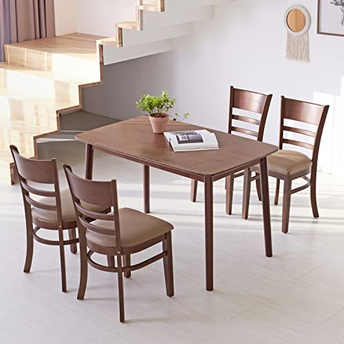 Livinia Aslan 47" Wooden Dining Table/Mid Century Modern Malaysian Oak Kitchen Table (Walnut) Table Only #TOP3