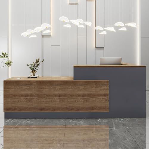 Reception Desk with Counter – Large Wooden Reception Station with Lockable Drawers & Storage Cabinet
