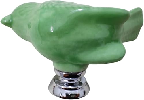 Miniatura 2 de Paquete de 10 pomos verdes para puerta de armario con diseño de pájaro, pomos de cerámica para cajones con tornillos de montaje, manija vintage para