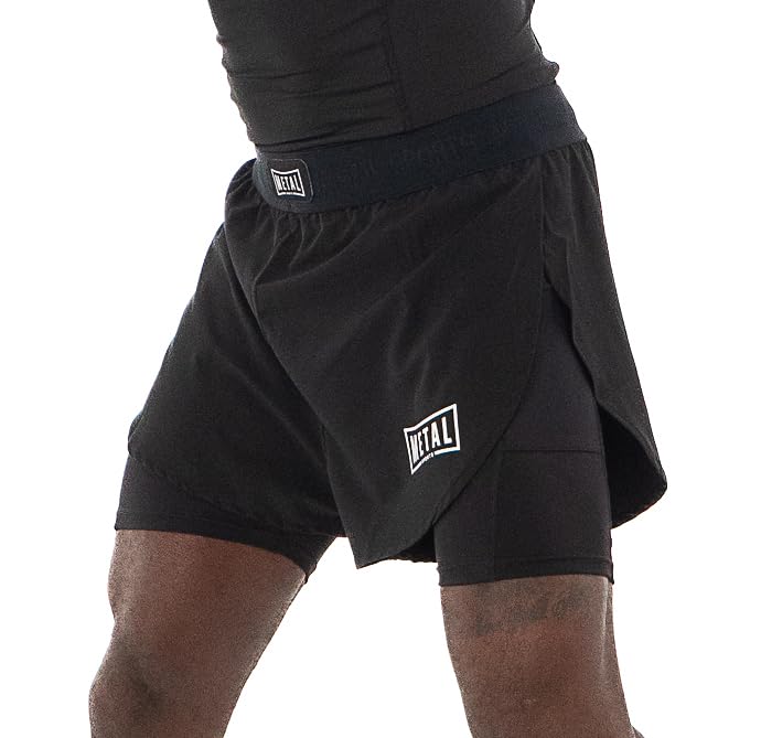Fight Short MMA 2en1 Homme short compression intégré combat libre grappling METAL BOXE