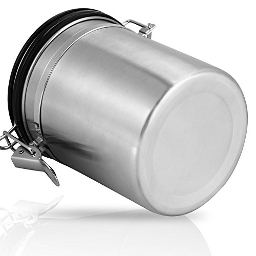 Prexey 1.5L 304 de acero inoxidable hermético granos de café contenedor recipiente de almacenamiento lata(银色) - Imagen 8