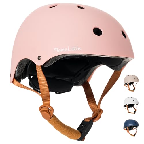 MomnLittle Kids Bike Helmet with Quick Pinch-Free Magnetic Buckle CPSC Certified Bike Helmet for Toddler Boys and Girls (Peach Pink, X-Small: 18.8
