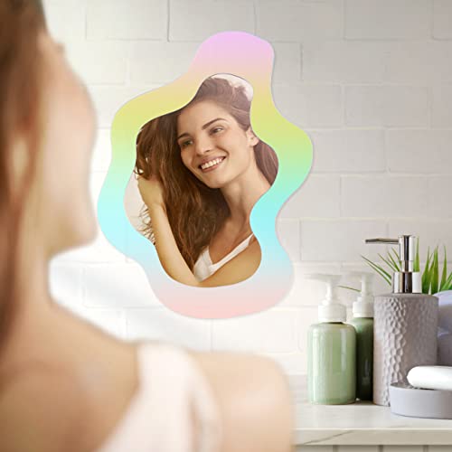 Desk Mirror Irregular Wavy Aesthetic Vanity Acrylic Makeup Mirror Desk Decor Vanity Mirror-Frameless Table Top For Bedroom,Living Room And Minimal Spaces Room Decor #TOP3